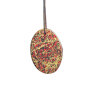Anhänger oval, rot/gold, 6cm